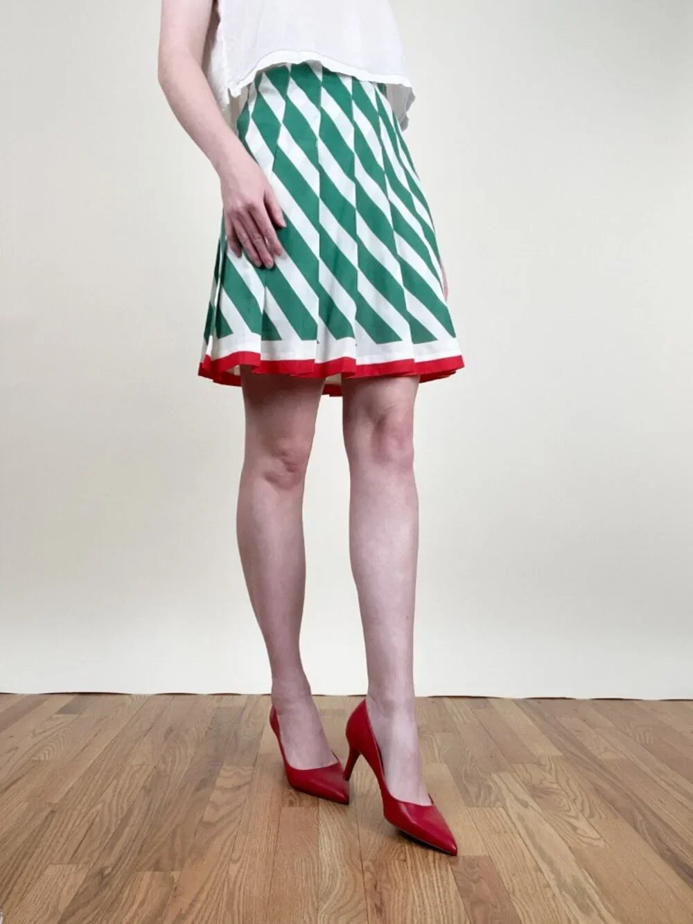 Vintage 70s Mod Pleated Mini Skirt Flare High Rise Preppy Funky 1970s Handmade - Picture 3 of 9